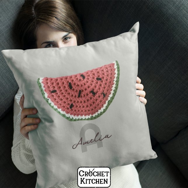 Cosy Crochet Watermelon Fruit Aesthetic Monogram  Cushion (Creator Uploaded)