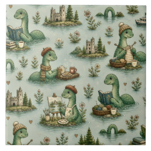 Cosy Cryptids Nessie Loch Ness Monster hobbies Ceramic Tile