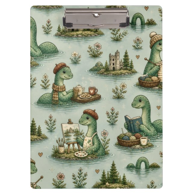 Cosy Cryptids Nessie Loch Ness Monster hobbies  Clipboard (Front)
