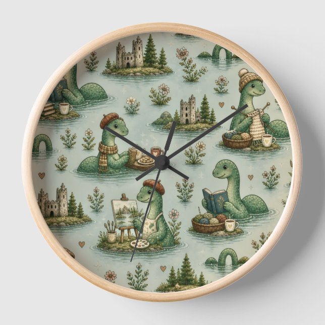 Cosy Cryptids Nessie Loch Ness Monster hobbies  Clock (Front)