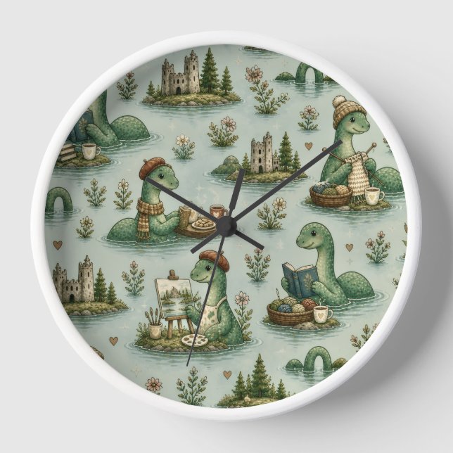 Cosy Cryptids Nessie Loch Ness Monster hobbies  Clock (Front)