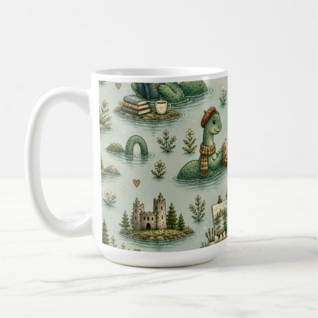 Cosy Cryptids Nessie Loch Ness Monster hobbies  Coffee Mug (Left)