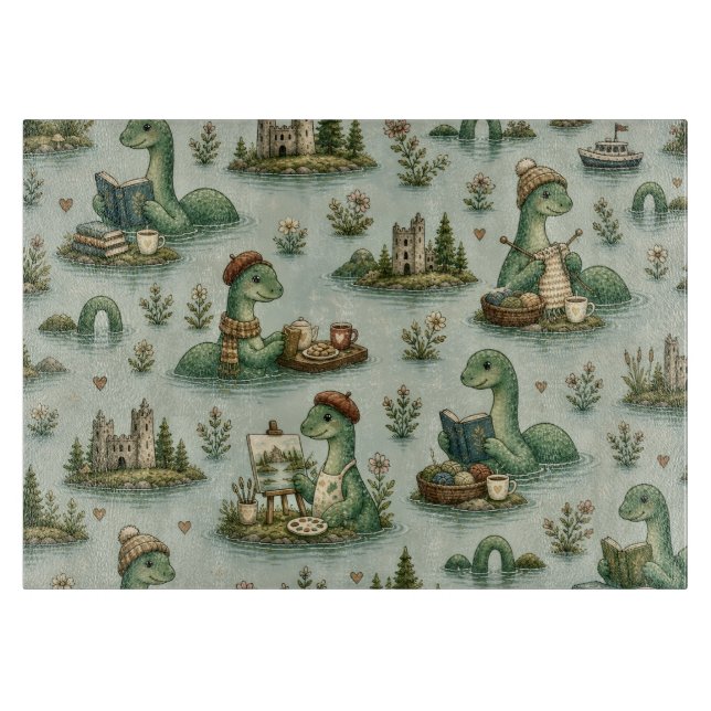 Cosy Cryptids Nessie Loch Ness Monster hobbies  Cutting Board (Front)