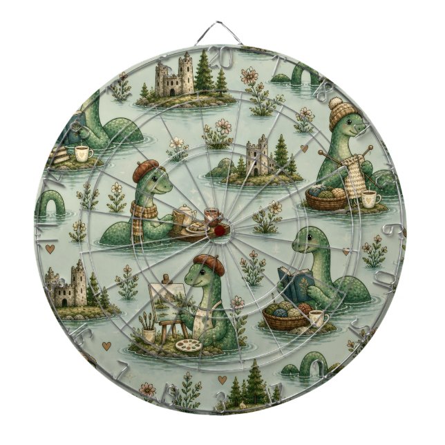 Cosy Cryptids Nessie Loch Ness Monster hobbies  Dartboard (Front)