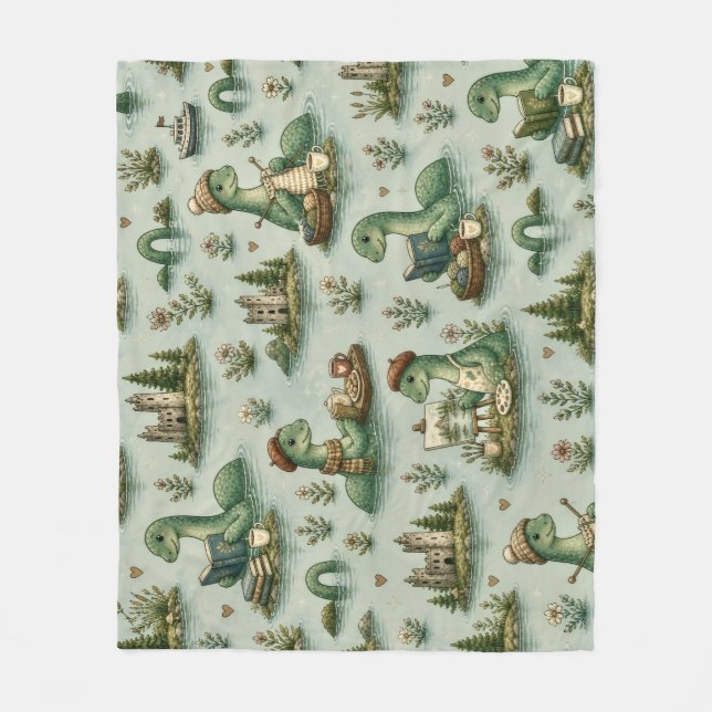 Cosy Cryptids Nessie Loch Ness Monster hobbies  Fleece Blanket (Front)