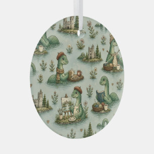 Cosy Cryptids Nessie Loch Ness Monster hobbies Glass Tree Decoration