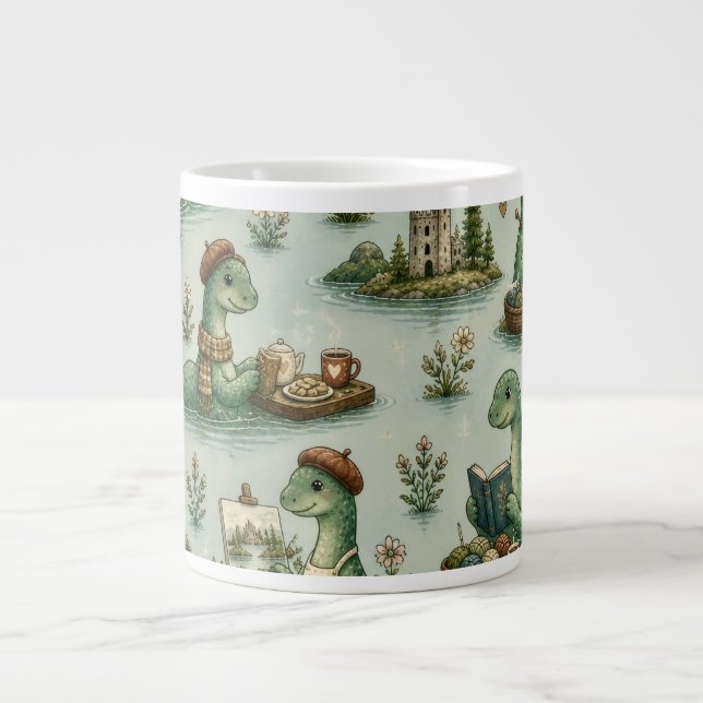 Cosy Cryptids Nessie Loch Ness Monster hobbies  Large Coffee Mug (Front)