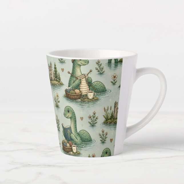 Cosy Cryptids Nessie Loch Ness Monster hobbies  Latte Mug (Right)