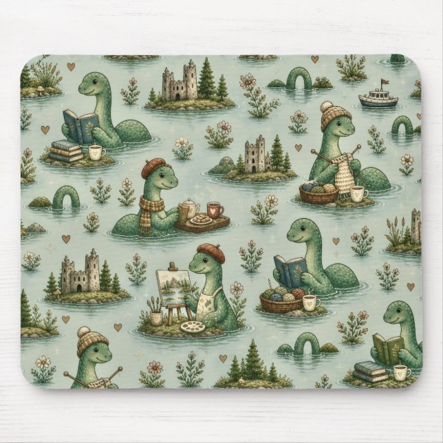 Cosy Cryptids Nessie Loch Ness Monster hobbies  Mouse Pad (Front)