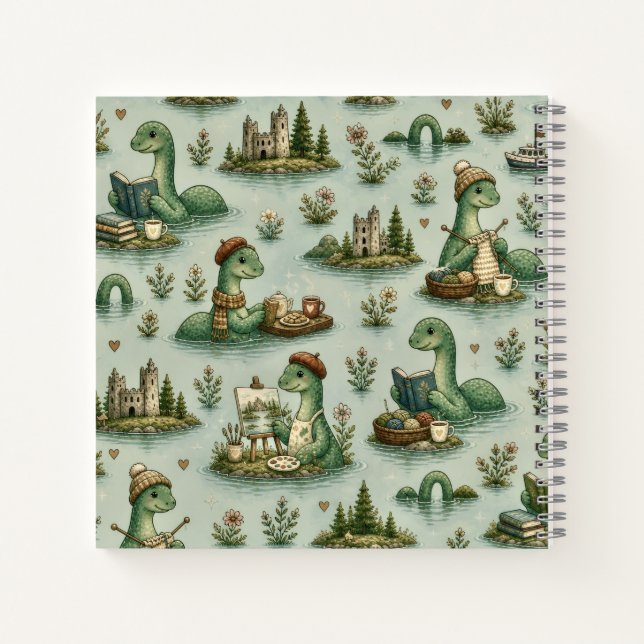 Cosy Cryptids Nessie Loch Ness Monster hobbies  Notebook (Back)