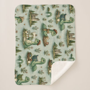 Cosy Cryptids Nessie Loch Ness Monster hobbies Sherpa Blanket