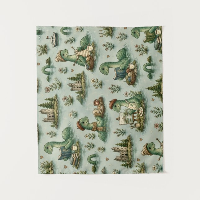 Cosy Cryptids Nessie Loch Ness Monster hobbies  Tapestry (Front)