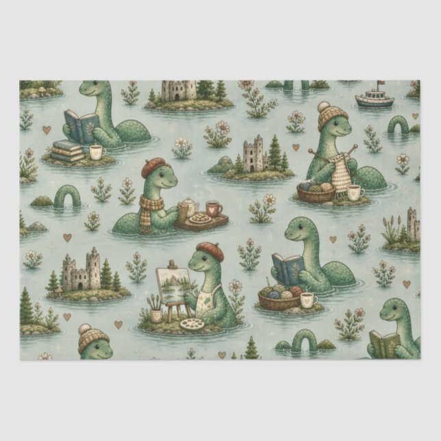 Cosy Cryptids Nessie Loch Ness Monster hobbies  Tissue Paper (Front)