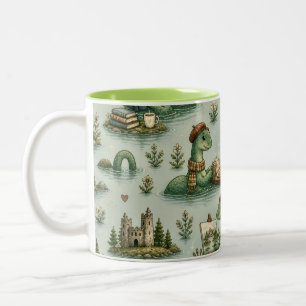 Cosy Cryptids Nessie Loch Ness Monster hobbies Two-Tone Coffee Mug