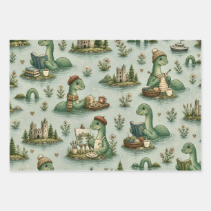 Cosy Cryptids Nessie Loch Ness Monster hobbies  Wrapping Paper Sheet