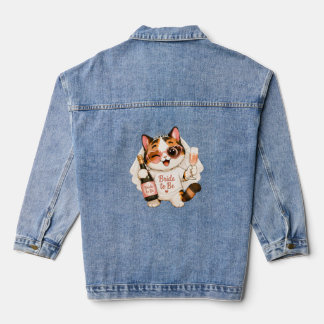 Cosy Cute Calico Cat Bride to be  Denim Jacket