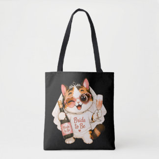 Cosy Cute Calico Cat Bride to be  Tote Bag