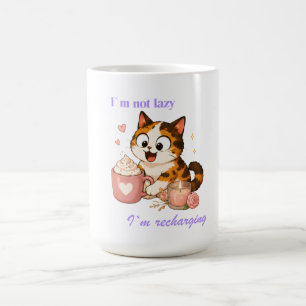 Cosy Cute Calico Cat Coffee - I'm not lazy Mug