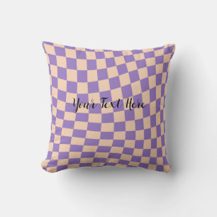 Cosy Cute Lavender Chequerboard Distorted Cushion