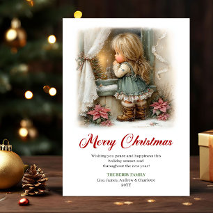 Cosy Cute Little Girl Winter Scene Greeting Card