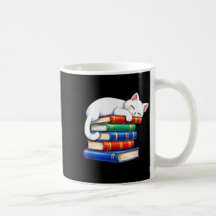 Cosy cute sleeping cat and books adorable bookworm coffee mug