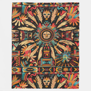 Cosy Cyan "Aztec Dream" Plush Fleece Blanket