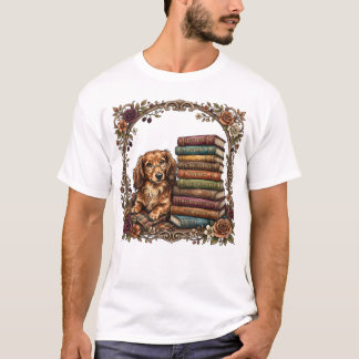 Cosy Dachshund Book Club Retro Wiener Dog Readers! T-Shirt