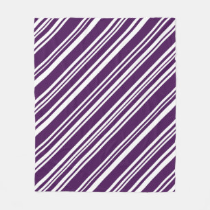 Cosy Diagonal Purple and White Stripes Fleece Blanket