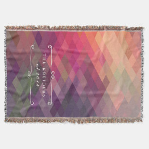 Cosy Diamond Pattern Personalised Throw Blanket