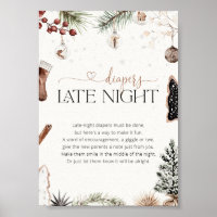 Cosy Diapers Late Night Baby Shower Poster