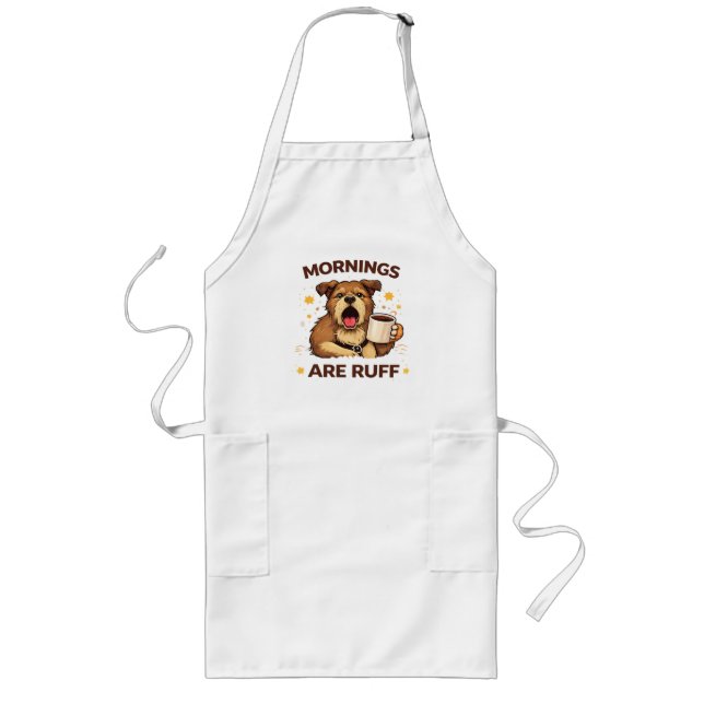Cosy Dog Illustration Long Apron (Front)
