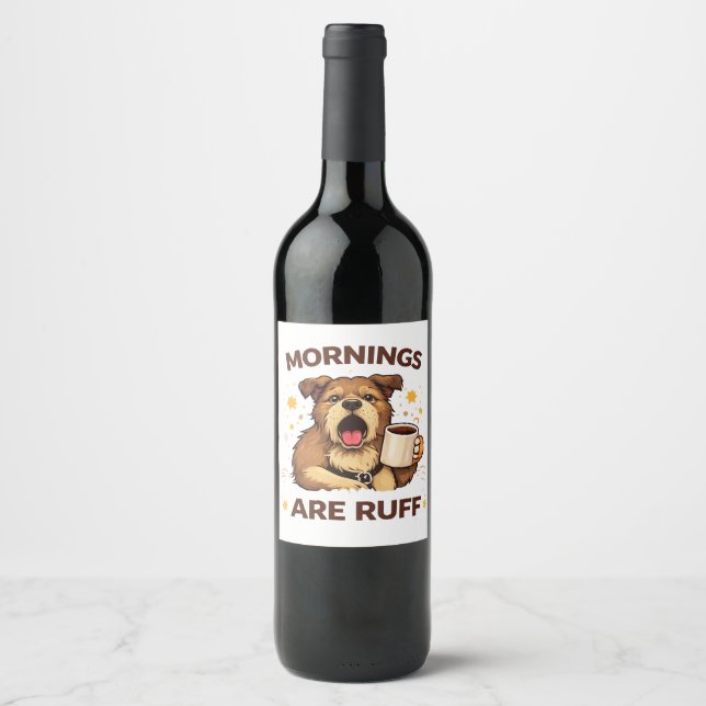 Cosy Dog Illustration Wine Label (Front)