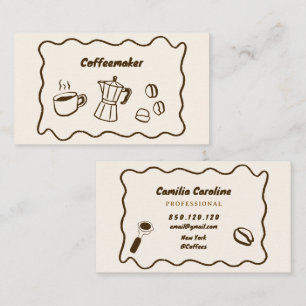 cosy doodle Brown coffee business card