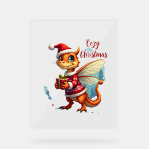 Cosy Dragonfly Christmas Acrylic Sign