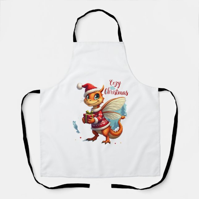 Cosy Dragonfly Christmas Apron (Front)