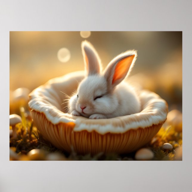 Cosy Dream Bunny – Sleeping Baby Rabbit Art Poster (Front)