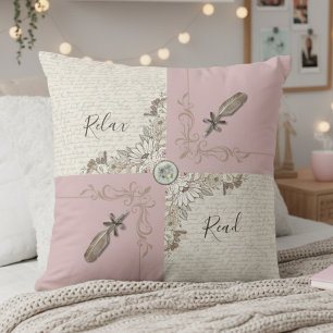 Cosy Dusty Pink Rose Book Lover Décor Cushion