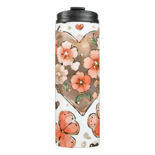 Cosy Earth Toned Butterfly Design Thermal Tumbler