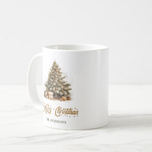 Cosy earth watercolor Christmas tree sage copper Coffee Mug