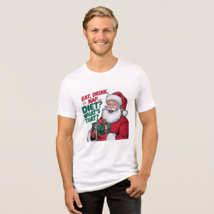 Cosy Eat Drink Nap Santa Christmas T-Shirt Tri-Blend Shirt