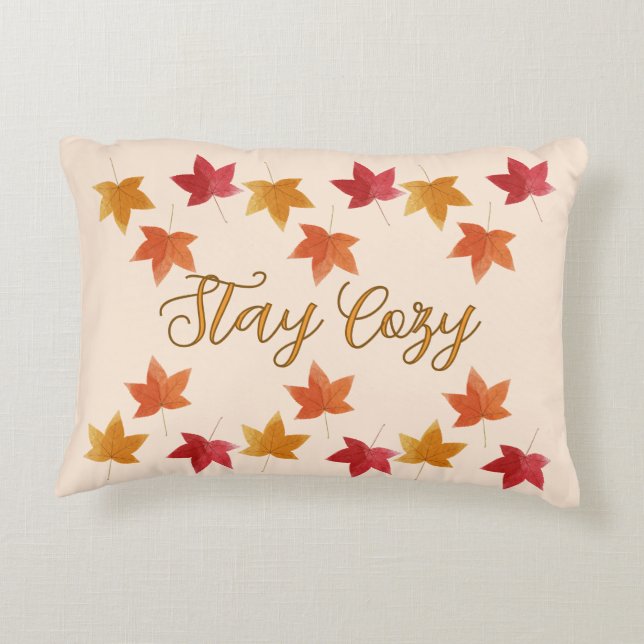 Cosy Fall / Autumn Leaves Rustic  Decorative Cushion (Back)