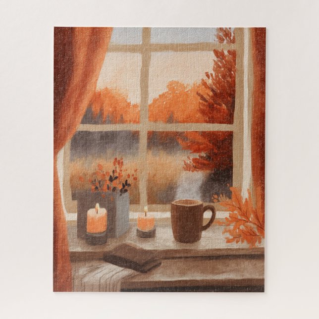 Cosy Fall Autumn Window Jigsaw Puzzle (Vertical)