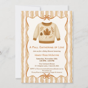 Cosy Fall Baby Shower Neutral Cream & orange Invitation