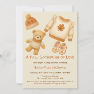 Cosy Fall Baby Shower   Neutral Cream & orange Invitation