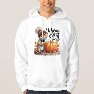 Cosy Fall Bearded Dragon with Coffee Hoodie