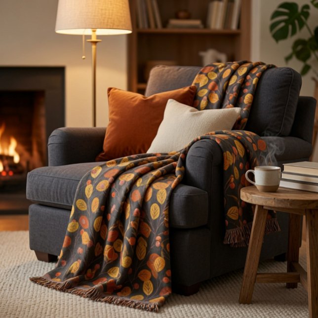 Cosy Fall Blanket with Autumn Leaves & Berries (Creator Uploaded)