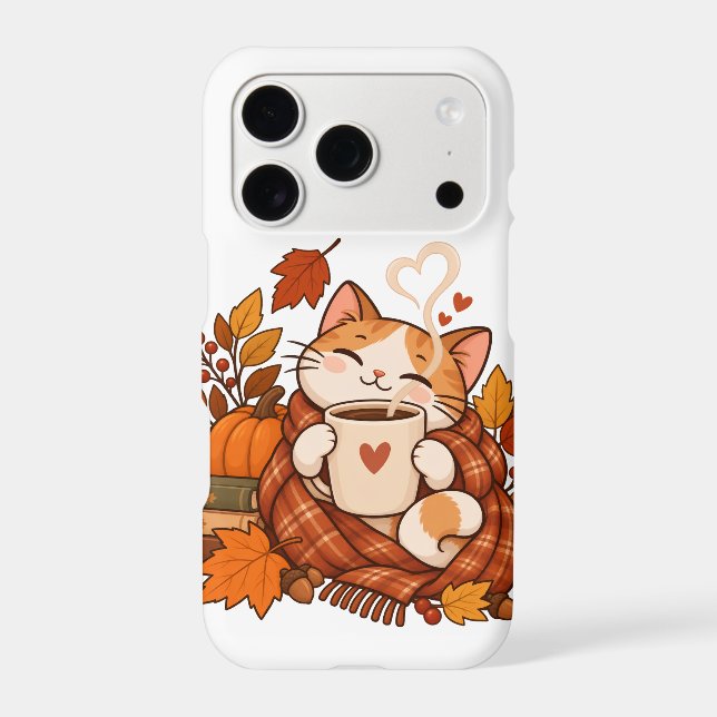 Cosy Fall Cat iPhone 17 Pro Case (Back)