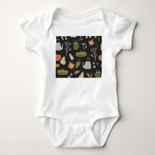 Cosy Fall Elements: Warm Pattern. Baby Bodysuit