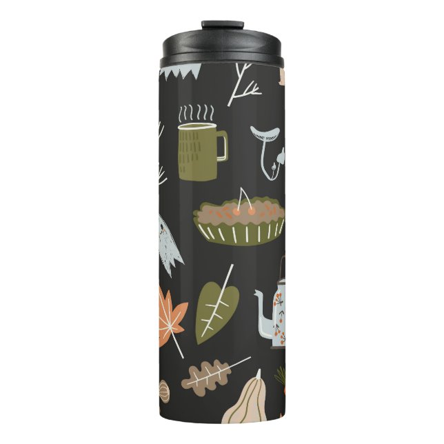 Cosy Fall Elements: Warm Pattern. Thermal Tumbler (Front)