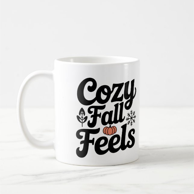 Cosy Fall Feels Mug – Autumn Coffee Cup Pumpkin (Left)